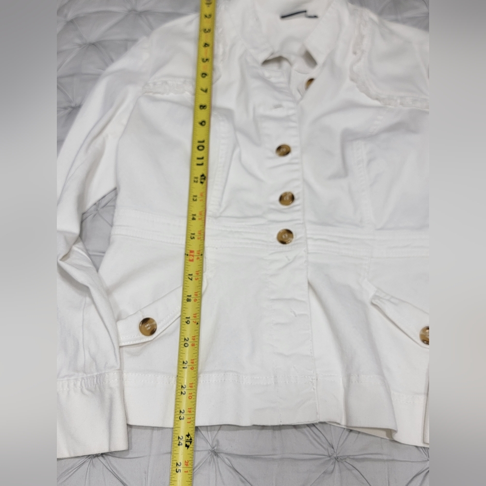 ALLEN B. By Allen Schwartz White Denim Jacket Women's Size Large - Picture 2 of 9